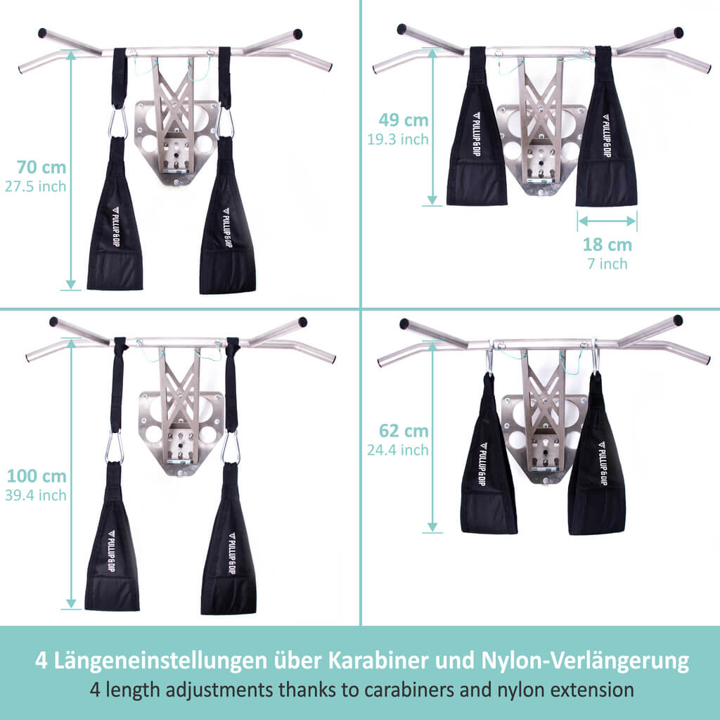 Klimmzugstangen Set: Tür Klimmzugstange + Klimmzugbänder 4er Set + Bauchschleifen