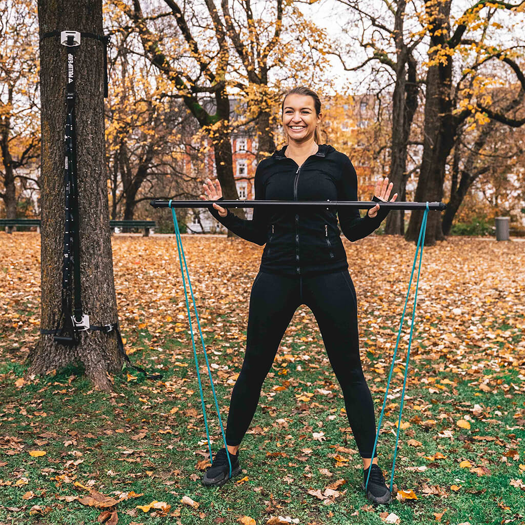 Fitness Stange für Training mit Widerstandsbändern und FREESIXD Schlingentrainer, 3-teilig