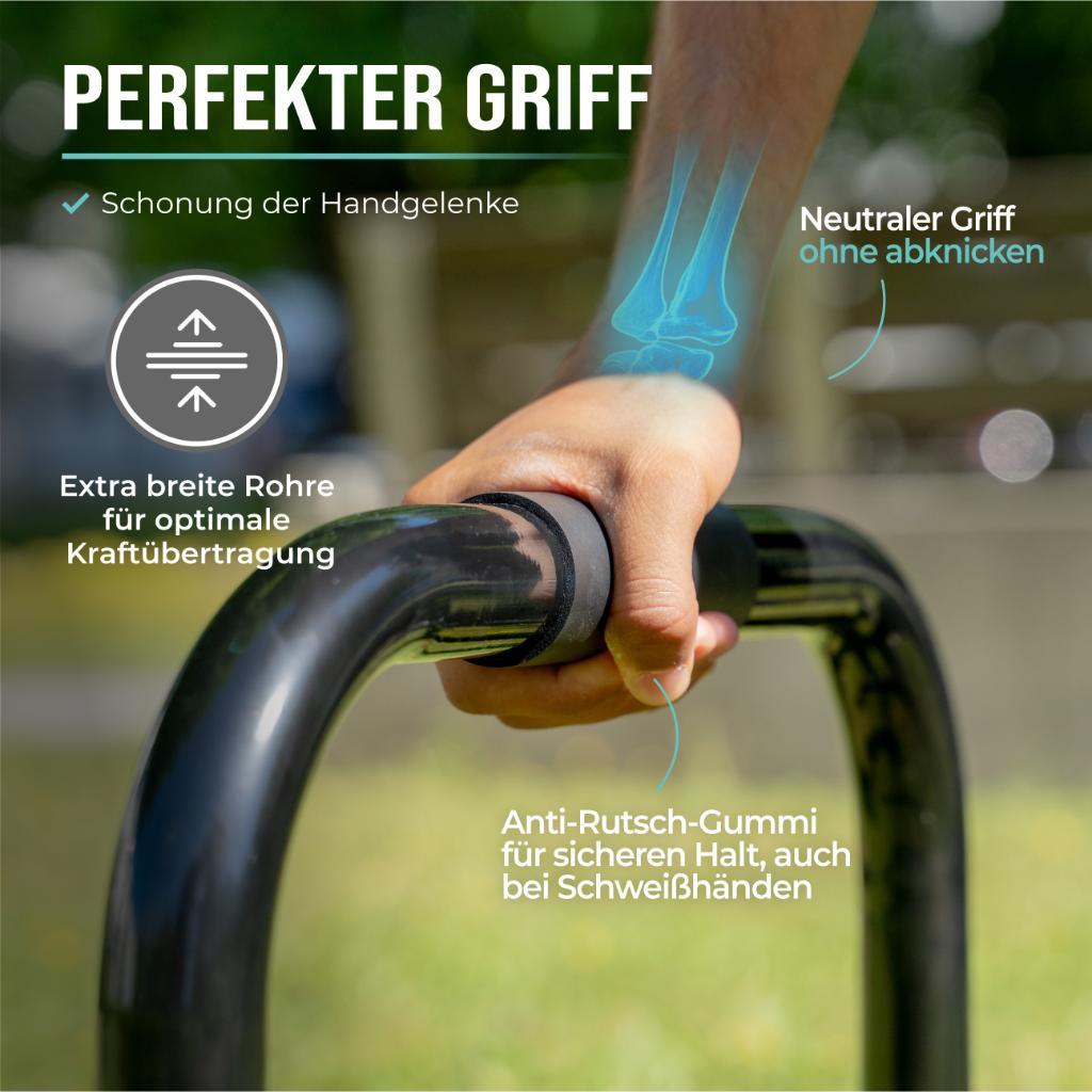 Fitness Parallettes aus Stahl, extra breiter Griff & rutschfest
