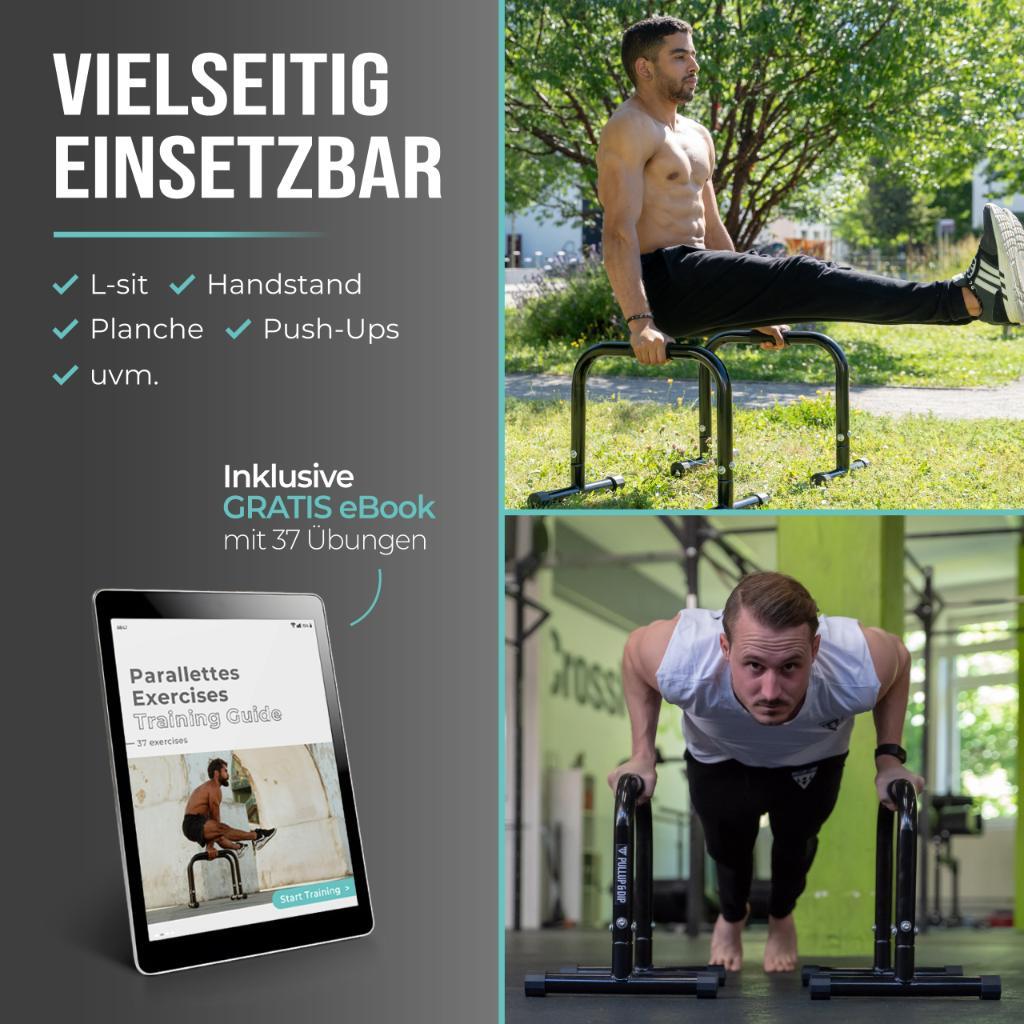 Fitness Parallettes aus Stahl, extra breiter Griff & rutschfest