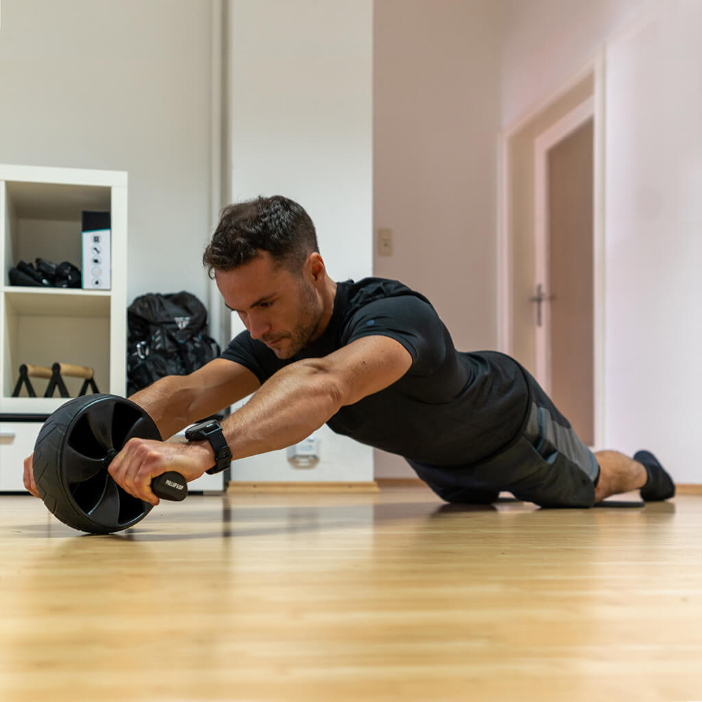 Bauchroller mit rutschfesten Kniematten für das Training der Bauch- und Coremuskulatur