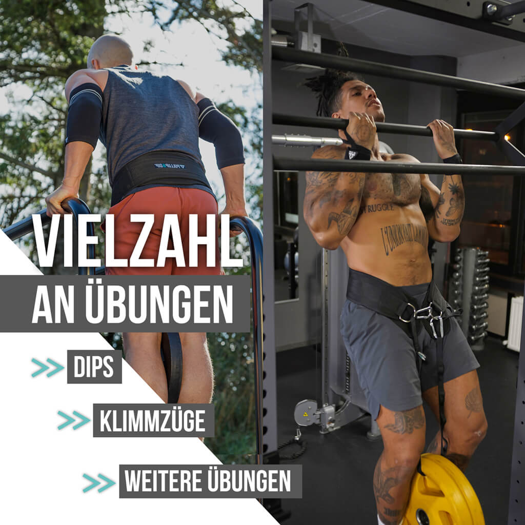 Dip Gürtel mit Kette, 3 Karabinern und einzigartigen Klappen