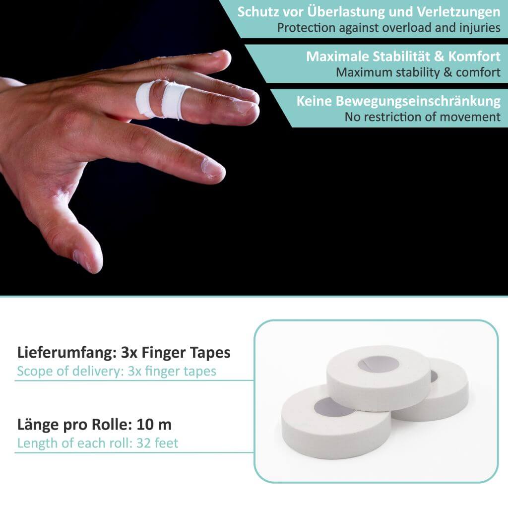 Fingertape mit extra starkem Kleber, 3 Rollen Klettertape