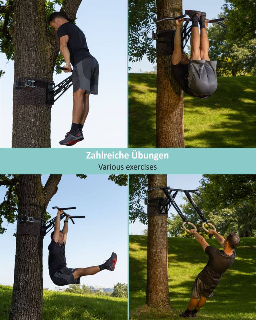 Mobile Klimmzugstange und Dip-Stange für outdoor Training, über 35 Übungen, weltweit einzigartig