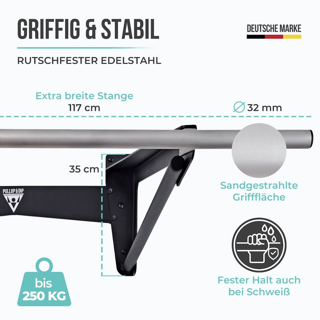 Muscle-Up Bar, Klimmzugstange mit extra Wandabstand