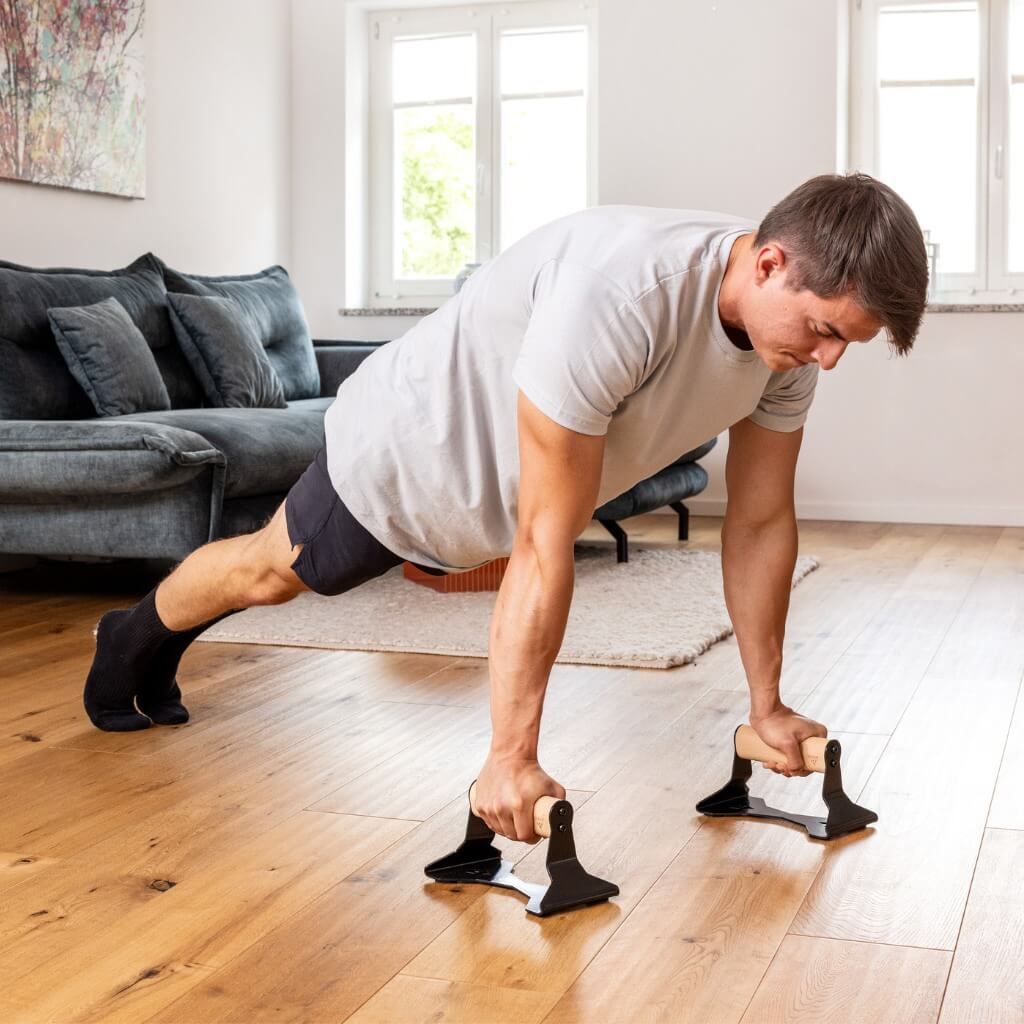 Liegestützgriffe aus Holz mit ergonomischem Griff, Push-up bars für Liegestütze und Handstand