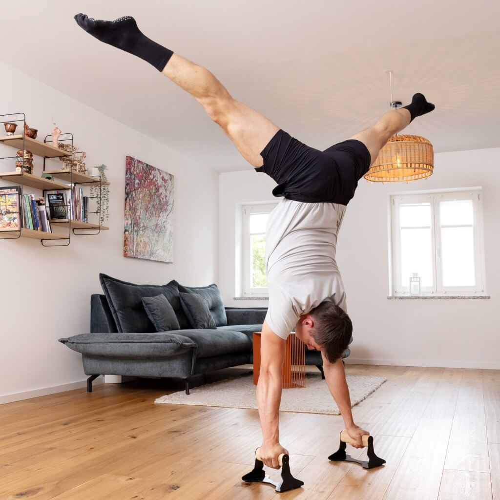 Liegestützgriffe aus Holz mit ergonomischem Griff, Push-up bars für Liegestütze und Handstand