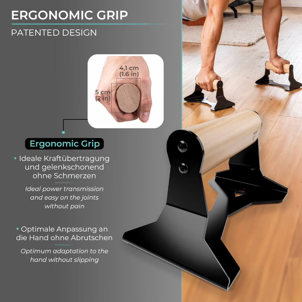 Liegestützgriffe aus Holz mit ergonomischem Griff, Push-up bars für Liegestütze und Handstand