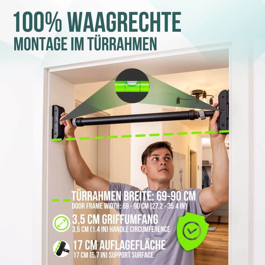 Türreck Klimmzugstange Bundle mit Klimmzugbändern und Trainingsguides