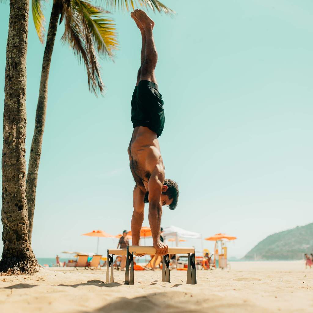 Calisthenics Intermediate Set - Parallettes (medium), Turnringe, Liquid Chalk, Widerstandsbänder