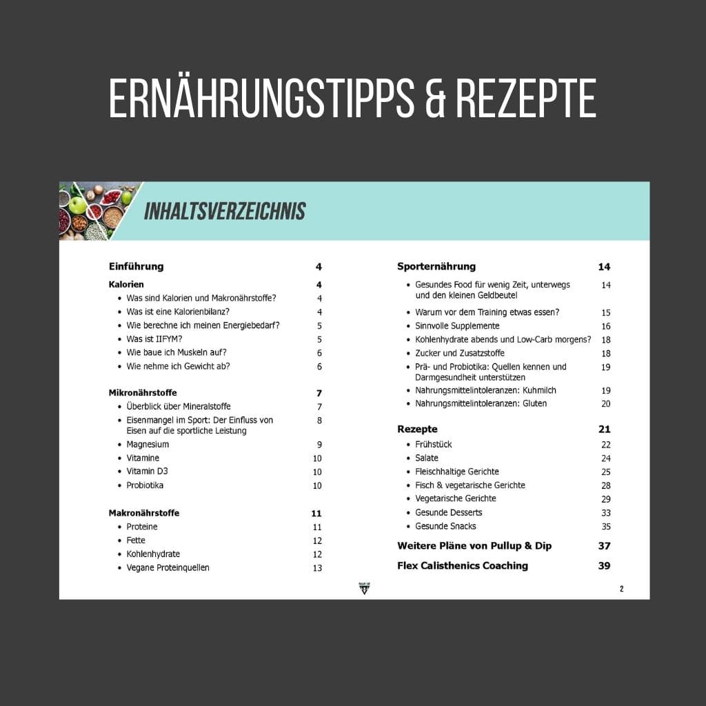 Guide Bundle: Klimmzug Trainingsplan, Warm-up & Mobility Plan und Ernährungs Rezepte Guide [PDF]