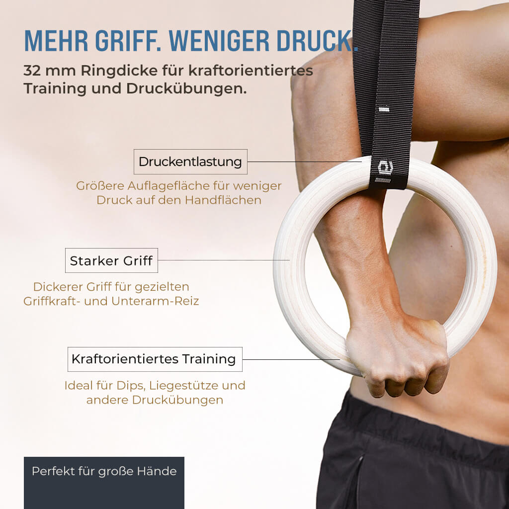 Turnringe aus Holz inkl. Beutel, Gurten und Türanker