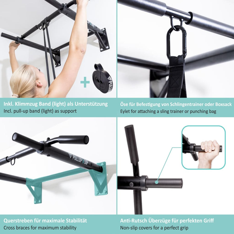 Klimmzugstange Für Sprossenwand – Klappbar, Bis 100 Kg Belastbar, Gepolsterte Auflage, Holzsprosse, Für Klimmzüge & Dehnübungen