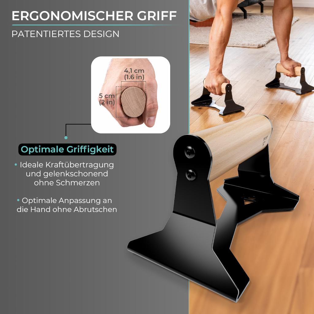 Liegestützgriffe aus Holz mit ergonomischem Griff, Push-up bars für Liegestütze und Handstand