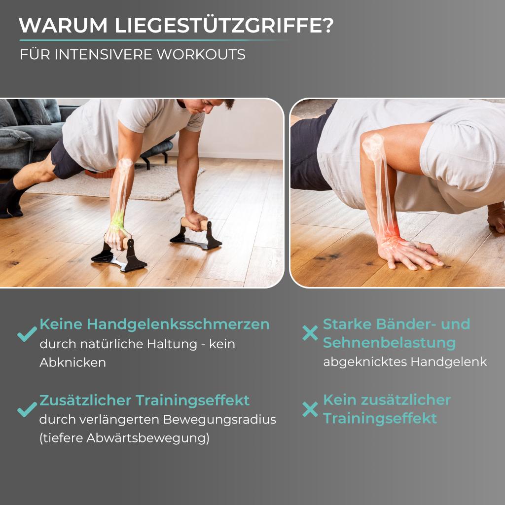 Liegestützgriffe aus Holz mit ergonomischem Griff, Push-up bars für Liegestütze und Handstand