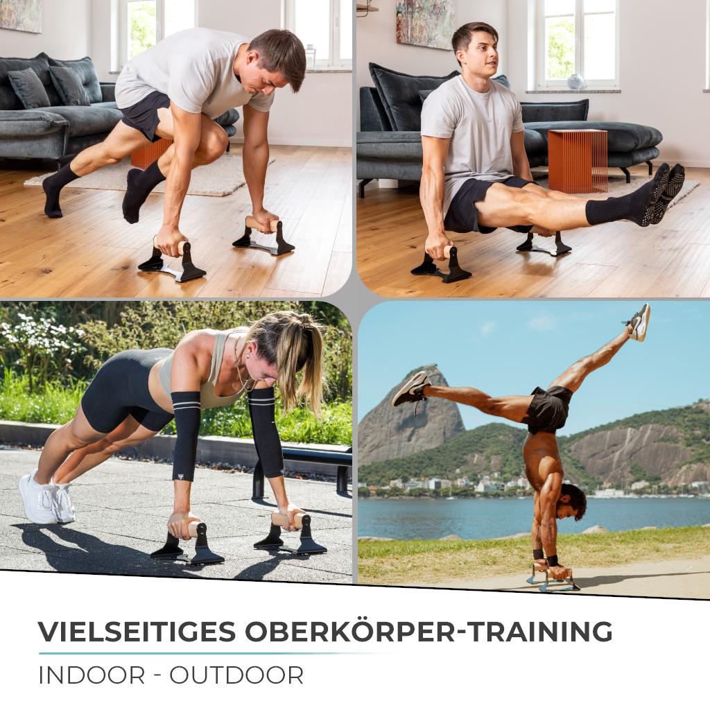 Liegestützgriffe aus Holz mit ergonomischem Griff, Push-up bars für Liegestütze und Handstand