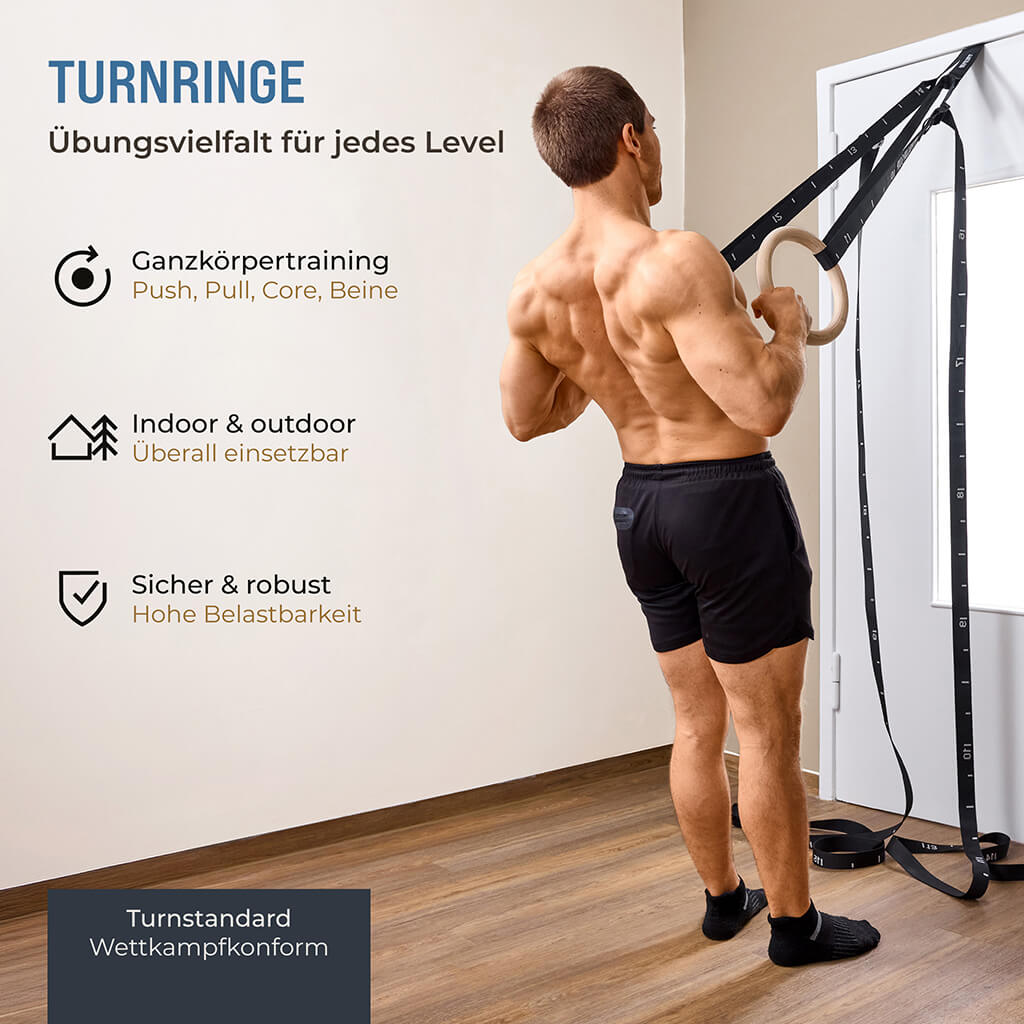 Holz Klimmzugstange & Turnringe Set