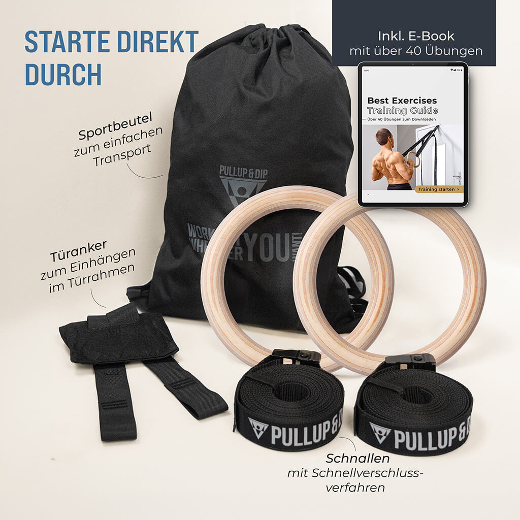 Holz Klimmzugstange & Turnringe Set