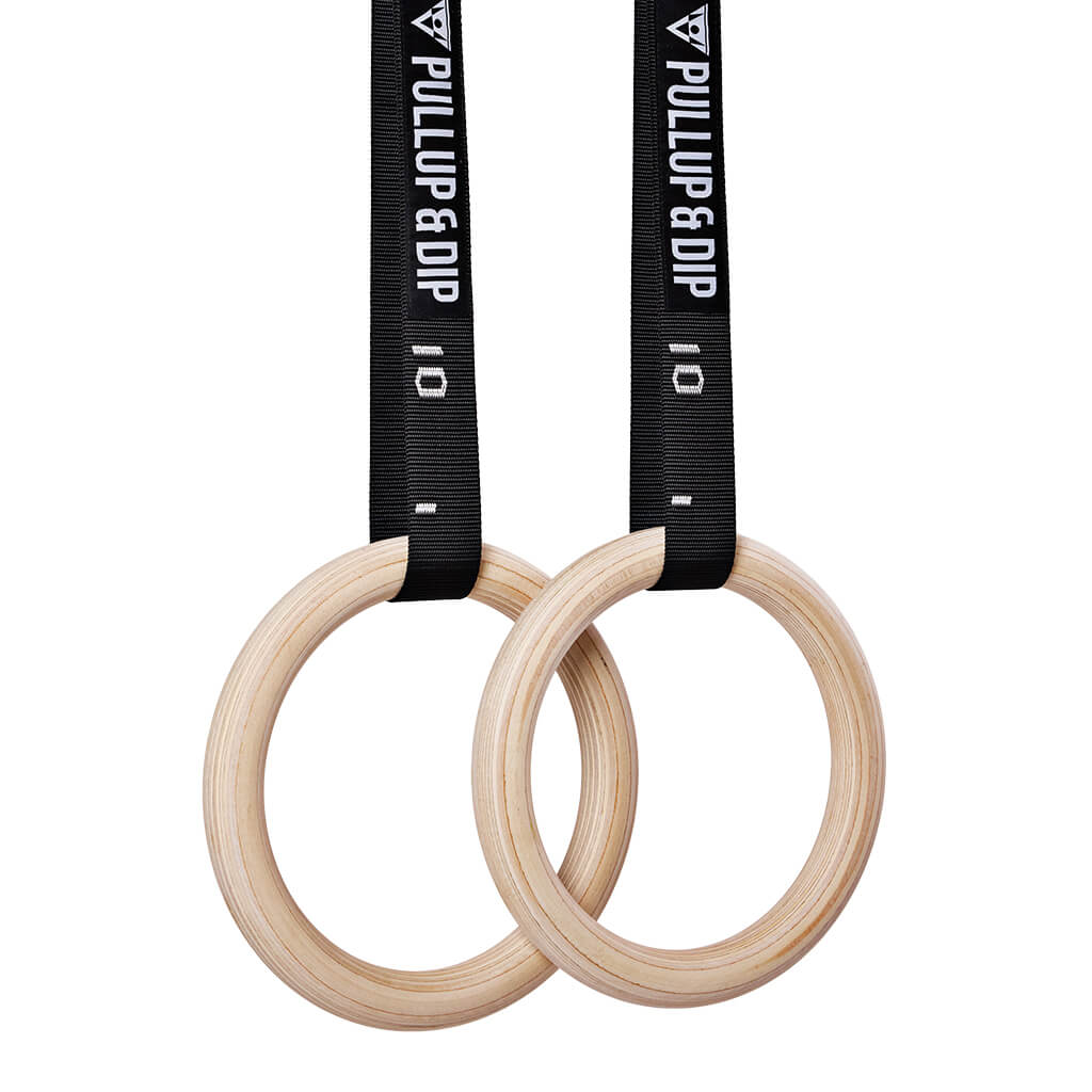 Pullup & Dip Turnring Premium Turnringe Holz, Gym Rings Gymnastikringe (Set, eBook mit über 45 Übungen als PDF)