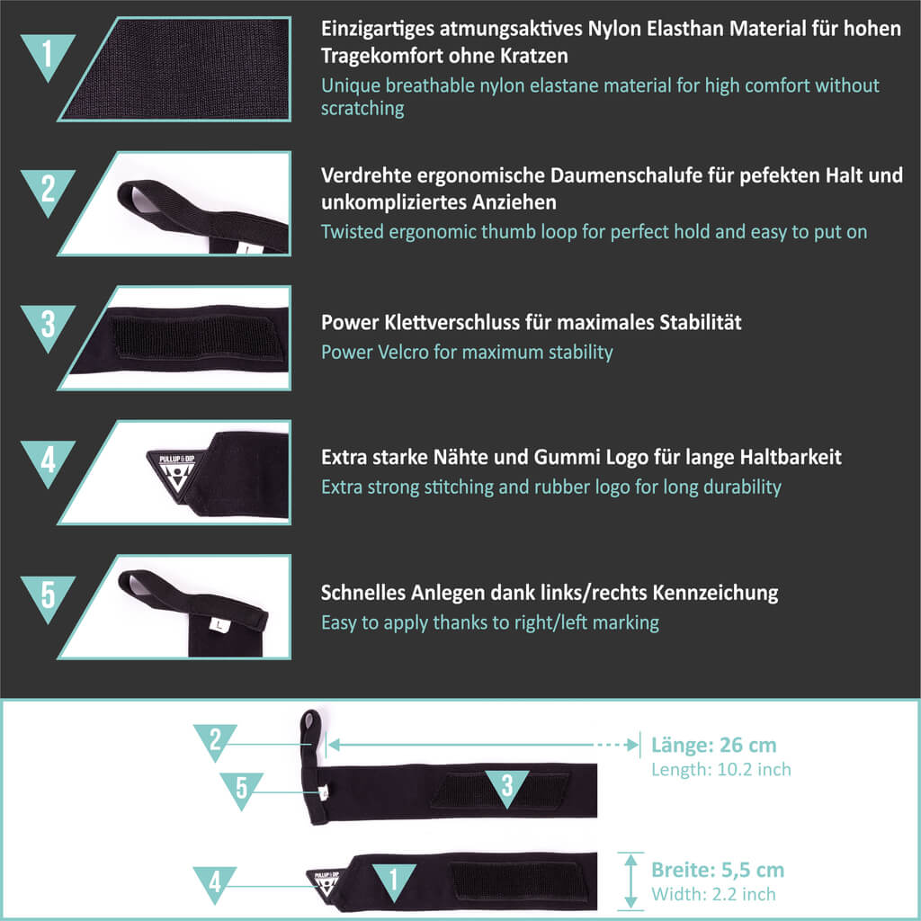 Wrist Wraps, Handgelenkbandagen für Calisthenics & Krafttraining, stabilisierend & schützend