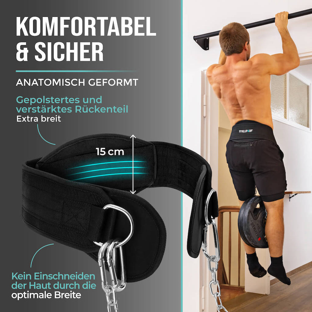 Fitness Rindsleder Gewichtheben Dip Gürtel Mit Kette Für Dips Pull Ups Squat Zur Ck