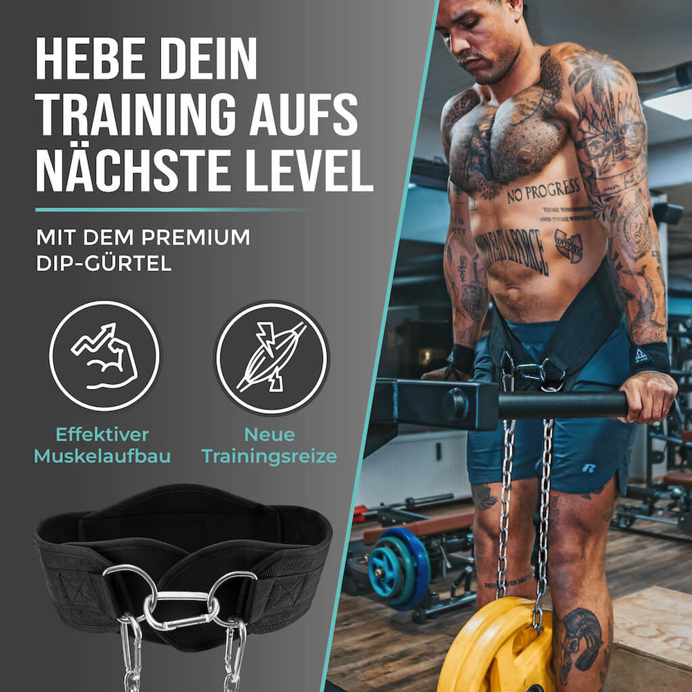 Dip Gürtel Mit Stahlkette - Verstellbarer Gewichthebergürtel Für Home Workout