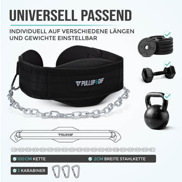 Produktbild von HemeraPhit Gewichtete Klimmzug Dips Gürtel Kette Doppel D Ring Gewichtheben Rückengurte Home Gym Zubehör Hüftgurt (doppelter D-Ring