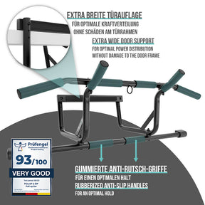 Homeworkout Set: Liegestützgriffe, Bauchroller, Tür Klimmzugstange und Widerstandsbänder Set