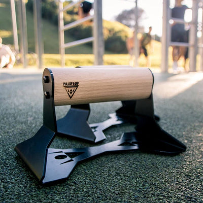 Premium wooden parallettes with ball-bearing push-up handles