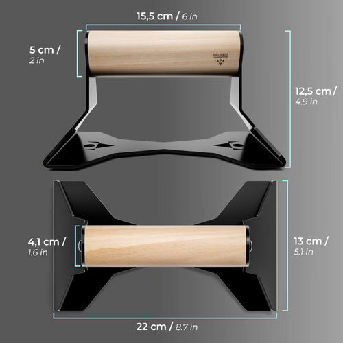 Barras De Flexiones De Madera Y Metal, Agarres Para Plancha, Garantía 5 Años, Ideal Para Calistenia